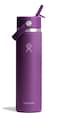 Hydro Flask Water Bottle Insulated Stainless Steel Wide Mouth Flex Straw Lid Non Spill Leakproof and Refillable in 24 Oz Beachplum Purple