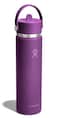 Hydro Flask Water Bottle Insulated Stainless Steel Wide Mouth Flex Straw Lid Non Spill Leakproof and Refillable in 24 Oz Beachplum Purple