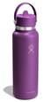 Hydro Flask Water Bottle Insulated Stainless Steel Wide Mouth Flex Straw Lid Non Spill Leakproof and Refillable in 40 Oz Beachplum Purple
