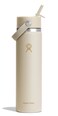Hydro Flask Water Bottle Insulated Stainless Steel Wide Mouth Flex Straw Lid Non Spill Leakproof and Refillable in 24 Oz Coconut Cream