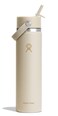 Hydro Flask Water Bottle Insulated Stainless Steel Wide Mouth Flex Straw Lid Non Spill Leakproof and Refillable in 24 Oz Coconut Cream