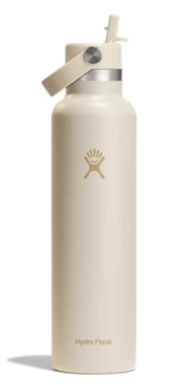 Hydro Flask Water Bottle Insulated Stainless Steel Straw Lid Non Spill Leakproof in 24 Oz Coconut Cream