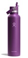 Hydro Flask Water Bottle Insulated Stainless Steel Straw Lid Non Spill Leakproof in 24 Oz Beachplum Purple
