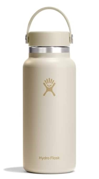 Hydro Flask Water Bottle Insulated Stainless Steel Wide Cap Lid Non Spill Leakproof 32 Oz Coconut Cream