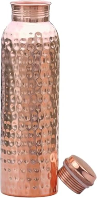BIFFELY 100 Pure Copper Water Bottle for Drinking Extra Large 34 Oz Wide Mouth Hammered Ayurvedic Copper Water Bottle Handcrafted LeakProof Vessel Reusable BPAFree Travel Friendly