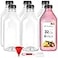 Stock Your Home 32 Oz Juice Bottles with Caps 6 Pack Reusable Clear Plastic Drink Containers for Mini Fridge Water Bottles Bulk Includes Labels Brush Funnel