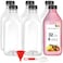 Stock Your Home 32 Oz Juice Bottles with Caps 6 Pack Reusable Clear Plastic Drink Containers for Mini Fridge Water Bottles Bulk Includes Labels Brush Funnel