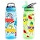 Home Tune 23oz Kids Water Drinking Bottle 2 Pack BPA Free Flip Straw Lid Cap Lightweight Carry Handle LeakProof Water Bottle with Cute Design For Girls Boys Dinosaur Fruit