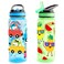 Home Tune 23oz Kids Water Drinking Bottle 2 Pack BPA Free Flip Straw Lid Cap Lightweight Carry Handle LeakProof Water Bottle with Cute Design For Girls Boys Dinosaur Fruit