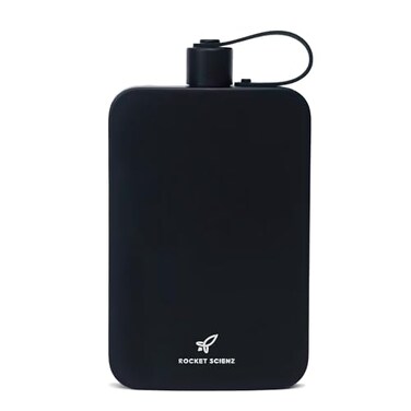 Rocket Scienz Flat Water Bottle Stainless Steel 17oz Flask Minimalistic Design for Easy Portability BPAFree LeakProof Perfect for Travel Gym and Everyday Use Black