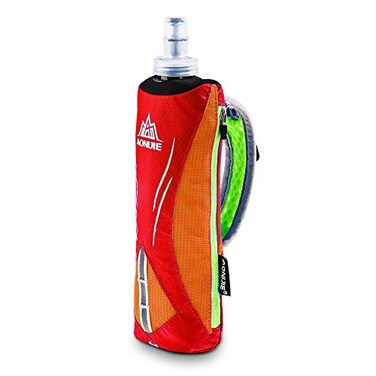 AONIJIE Quick Grip Handheld Water Bottle for Running Hand Strap Hydration Pack with 500ml Handheld Soft Flask Water Bottle Orange