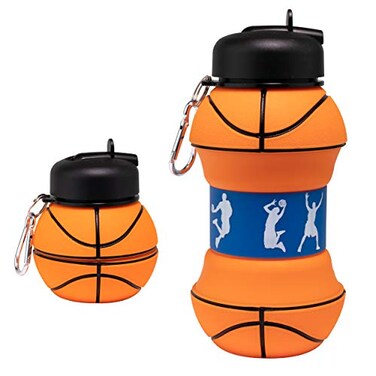 Maccabi Art ClipOn Collapsible BPAFree Silicone Basketball Water Bottle for Kids 18 Oz Size