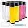 HWASHIN 12 Pack 12oz Glass Water Bottles 350ml Empty Glass Drink Bottles with Black Lids Brush Labels Clear Reusable Juice Bottles for Juicing Homemade Smoothies Beverages