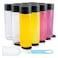 HWASHIN 12 Pack 12oz Glass Water Bottles 350ml Empty Glass Drink Bottles with Black Lids Brush Labels Clear Reusable Juice Bottles for Juicing Homemade Smoothies Beverages