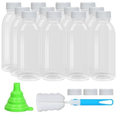 EONJOE Dishwasher Safe 16oz Plastic Bottles with Caps Reusable BPA Free PP5 Juice Milk Water Smoothie Bottle HeatResistant Refillable