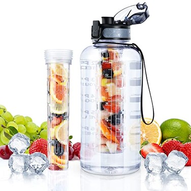 UTEBIT Fruit Infuser Water Bottle 68 OZ Leakproof Plastic Infusion Bottle With Straw for Gym Camping Travel Outdoor