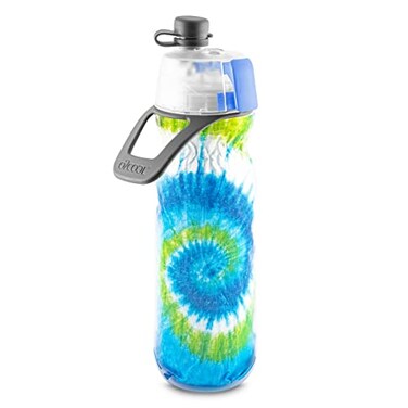 O2COOL Mist N Sip Misting Water Bottle 2in1 Mist And Sip Function With No Leak Pull Top Spout Reusable Sports Water Bottle 20 oz Tie Dye Blue