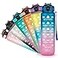 YC Kitchen Motivational Water Bottle with Time Marker 32oz Leakproof BPA Free Sports Water Bottles with Straw Carrying Strap