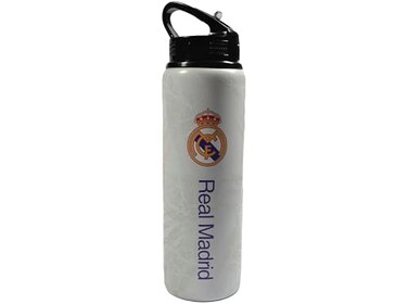 Hy-Pro HyPro Officially Licensed Real Madrid CF Aluminium Bottle 750ml Integrated Folding Straw Leakproof Lightweight Great Football Gift Idea