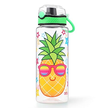 Home Tune Cute Water Bottle for School Kids Girls BPA FREE Tritan Leak Proof Easy Clean Carry Handle 23oz 680ml Pineapple