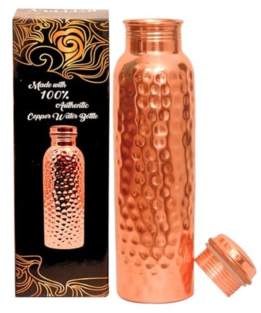 BIFFELY Copper Water Bottle 34oz Handcrafted Ayurvedic 100 Pure Copper Water Bottle for Drinking Men Women LeakProof Lid BPA Free NonInsulated Eco Friendly with Premium Quality for Sport Travel