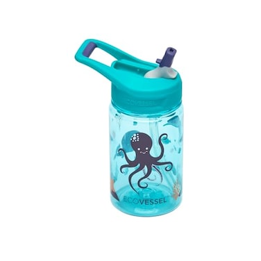 EcoVessel SPLASH Tritan Plastic Kids Water Bottle with Straw Leak Proof Flip Top Lid and Carry Handle Kids Cups Sports Water Bottle 12 oz Underwater