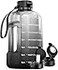 AQUAFIT 128 oz Water Bottle with Time Marker Straw Chug Lid BPA Free 1 Gallon Gym Water Bottle with Handle Big Gallon Jug Midnight Gray 128 Ounces