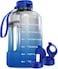 AQUAFIT 128 oz Water Bottle with Time Marker Straw Chug Lid BPA Free 1 Gallon Gym Water Bottle with Handle Big Gallon Jug Blue Skies 128 Ounces