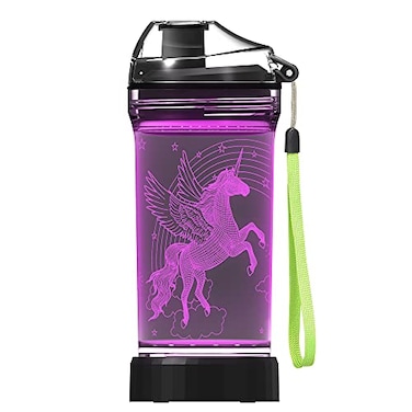 Lightzz Kids Watter Bottle with 3D Glowing Unicorn Illusion LED Light 14 0z Creative Idea Gift for Girl Child Granddaughter Holiday Xmas