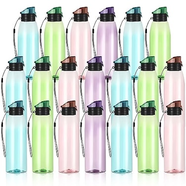 Uiifan 20Piece Water Bottle Set Clear Plastic 17 oz Sport Drink Bottles with Leakproof Flip Top for Travel Gym Camping Hiking Multi Color