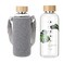 Ttifangix 50 Oz Glass Water Bottle Wide Mouth with Time Markers Bamboo Lid Neoprene Sleeve Bpa Free