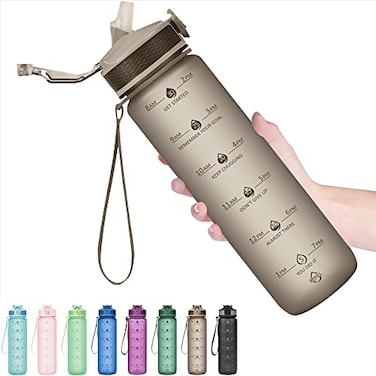 Hyeta 32oz Water Bottles with Straw Stay Motivated and Hydrated with Convenient Times to Drink Markings Durable Leakproof