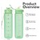 Hyeta 32oz Water Bottles with Straw Stay Motivated and Hydrated with Convenient Times to Drink Markings Durable Leakproof