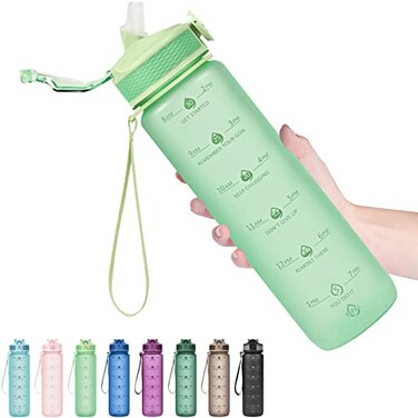 Hyeta 32oz Water Bottles with Straw Stay Motivated and Hydrated with Convenient Times to Drink Markings Durable Leakproof