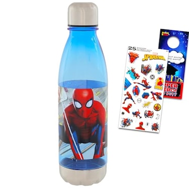 Spider-Man Spiderman Stainless Steel Water Bottle Set Bundle with Marvel Reusable Water Bottle for Home School Plus More Spidey Water Bottle for Kids
