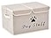 Brabtod Large Dog Toys Storage Box Canvas Storage Basket Bin Organizer with Lid Collapsible Linen Bin Ideal for Organizing Dog Cat Toys and pet StuffPP Boad17 x 12 x 10 Beige