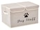 Brabtod Large Dog Toys Storage Box Canvas Storage Basket Bin Organizer with Lid Collapsible Linen Bin Ideal for Organizing Dog Cat Toys and pet StuffPP Boad17 x 12 x 10 Beige