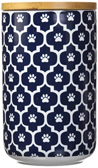 Bone Dry Lattice Collection Pet Bowl Canister Treat Canister 4x65 Nautical Blue