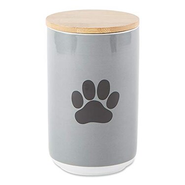 Bone Dry Ceramic Bone Paw Pet Collection Dishwasher Safe Treat Jar 4x65 Gray