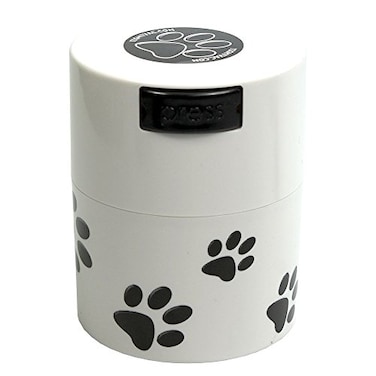 Tightpac Pawvac 3 Ounce Vacuum Sealed Pet Food Storage Container White Cap BodyBlack Paws