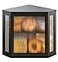 Vriccc Corner Bread Box Bamboo Bread Box for Kitchen Countertop 2 Tier Wooden Bread Storage Black