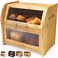Apace Living Arise Stylish Bamboo Bread Box for Kitchen Countertop Extra Large 2Shelf Wooden Bread Storage Container with Clear Windows and Air Vents Keep Bread Bagels and Rolls Fresh Self Assembly