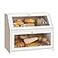 BMOSU Farmhouse Bread Box for Kitchen Countertop Bread box Double Layer Bamboo Wooden Extra Large Capacity Bin Kitchen Food Storage ContainerWhite