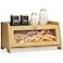 JANSNIMEN Bread Box for Kitchen Countertop Large Bread Container Storage Wooden Farmhouse Bread Box with Window Bread Holder Natural Bamboo