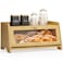 JANSNIMEN Bread Box for Kitchen Countertop Large Bread Container Storage Wooden Farmhouse Bread Box with Window Bread Holder Natural Bamboo