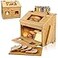 3J2 Discoveries Bread Box for Kitchen Countertop Large Wooden Bamboo Bread Box with Cutting Board SELFASSEMBLY