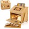 3J2 Discoveries Bread Box for Kitchen Countertop Large Wooden Bamboo Bread Box with Cutting Board SELFASSEMBLY