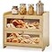 JANSNIMEN Double Layer Bread Box for Kitchen Countertop Large Breadbox Bread Container Storage with Acrylic Door Wooden Farmhouse Bread Holder Bamboo Medim157 L x 95 W x 13 H