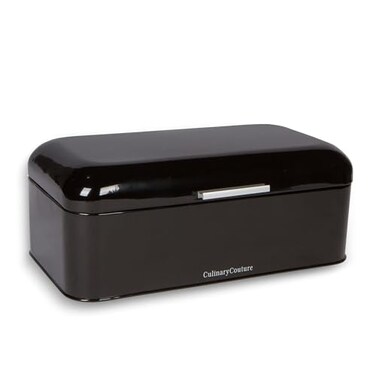 Culinary Couture Extra Large Black Bread Box for Kitchen Countertop Holds 2 Loaves 165 x 9 x 65 Stainless Steel Vintage Bread Boxes for Kitchen Counters