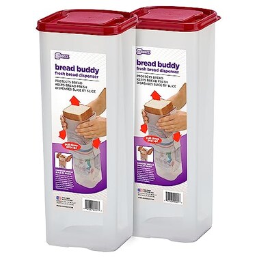 Buddeez Bread Buddy Bread Box Red Lid Pack of 2